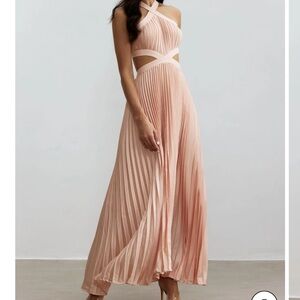 Pleated Cutout Maxi Dress